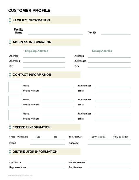 Image result for Customer Profile Template