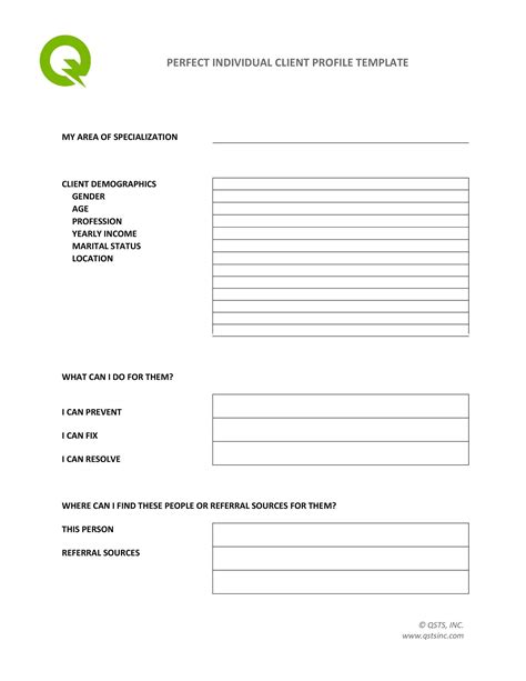 Image result for Customer Profile Template