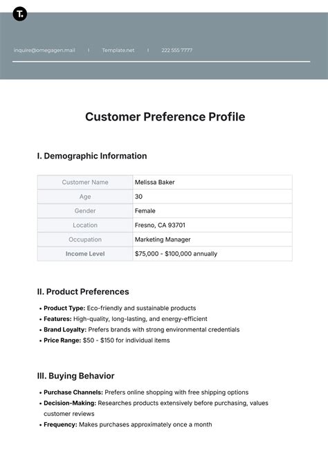 Image result for Customer Profile Template