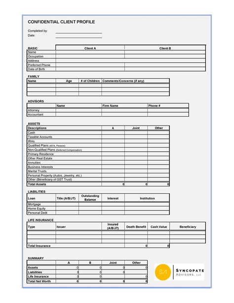 Image result for Customer Profile Template