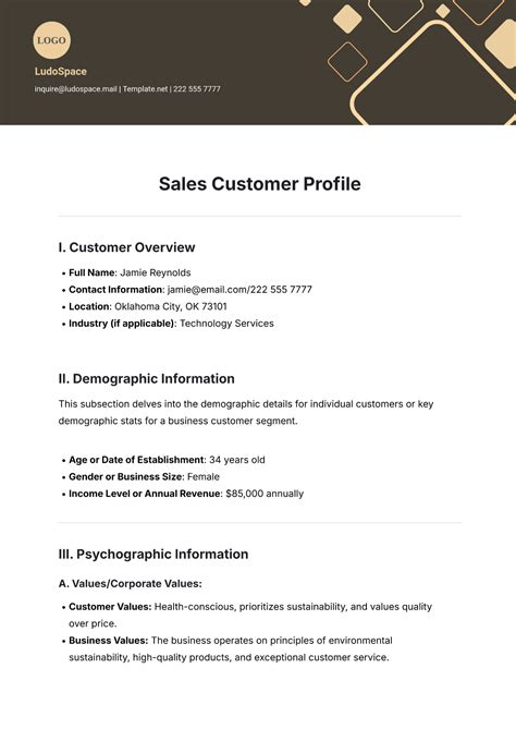 Image result for Customer Profile Template