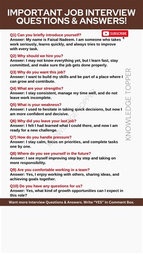 10 Most Common Interview Questions and Answers