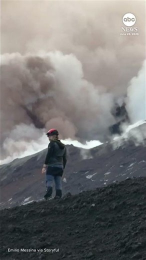 Drone footage of newly active Mount Etna in Italy