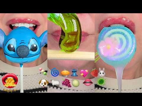 Very Satisfying ASMR Eating Emoji Food Challenge Frozen Honey Wax Candy Kohakutou