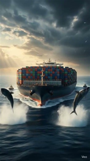 Ocean Giant | Biggest Container Ship in Ocean #ship#ai#shorts