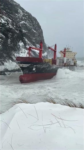Massive Container Ship Runs Aground During Newfoundland Storm