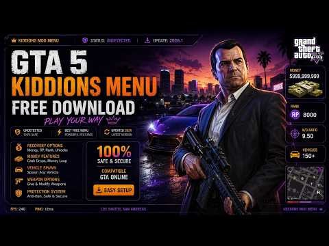 FREE GTA 5 Kiddions Mod Menu 2026 🏦 | Money + God Mode + Vehicle + Teleport | Undetected | Safe!