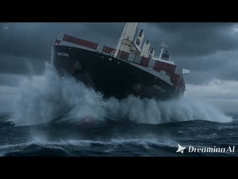 Giant Ship Sinks in Storm! Containers Falling Everywhere 😨