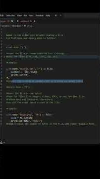 “Python File Modes Explained | Text vs Binary Mode in 60 Seconds”#pythoninterview#hitcodear#binary