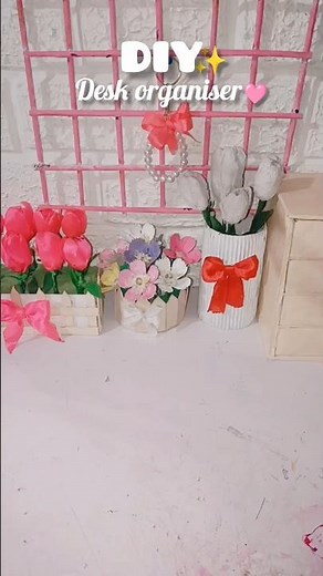 DIY Aesthetic Desk Organizer from Cardboard 🌸 | Easy Room Decor Ideas #shorts #diy #deskorganiser