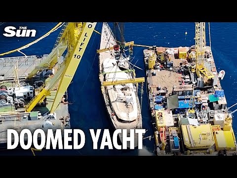 Moment tragic Bayesian yacht wreck is raised from depths after seven died on board