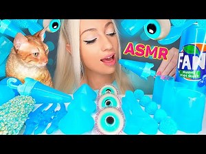 ASMR EATING BLUE FOOD, TROLLI JELLY EYES, ICE CREAM, GUMMY, 컬러, 음식 젤리, 아이스크림 (JELLY FOOD) MUKBANG 먹방