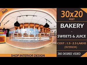 30X20 Bakery Shop Interior Design | Sweetmart | Small Cafe Interior Design idea | 360 degree bakery