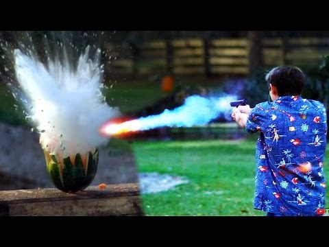 Shooting Watermelons with 'Exploding' Sodium Bullets!
