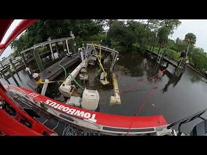 Vessel salvage / wreck recovery using come-a-longs, sunk after hurricane Ian in the St Lucie River.