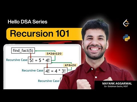 Recursion Tutorial -Basics to Advanced |Easiest Explanation of Recursion | DSA in Python | #HelloDSA