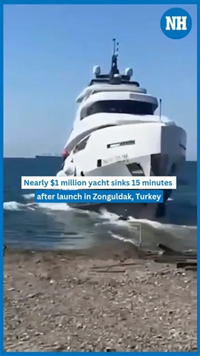An 85-foot luxury yacht named Dolce Vento sank just 15 minutes into its maiden voyage off the coast of Zonguldak in northern Turkey’s Eregli district on 2 September, 2025. Valued at nearly $1 million, the yacht was recently delivered from Istanbul and was embarking on its first trip when it suddenly tilted to one side and sank nose-first into the sea. The owner, captain, and two crew members on board jumped into the water and swam to safety without injuries. #ViralVideo #Yacht #Turkey #NationalH