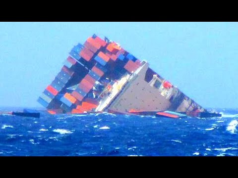 Biggest Container Ships Crashes on Large Waves After Huge Storm