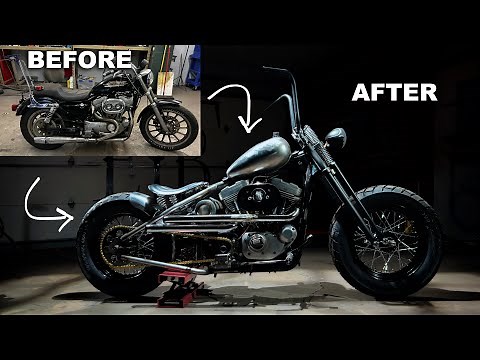 Harley Davidson Sportster to Hardtail Bobber Fabrication Build in 20 Minutes