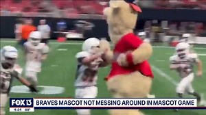 DOUBLE DOSE OF MASCOT NEWS: Braves mascot "BLOOPER" roughs up some kids with stiff arms, while Ravens mascot "Poe" leaves game on medical cart. | FOX 13's Scott Smith