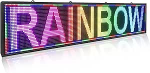 CX P10 Scrolling LED Sign 77’’x14’’ Indoor Full Color LED Message Display WiFi Control Programmable LED Sign for Business Advertising Board