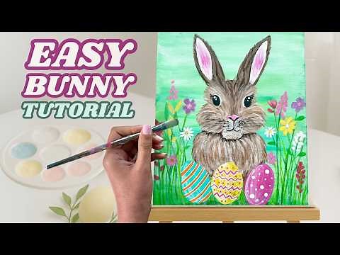 Easy Easter Bunny Painting Tutorial 🐰 Step By Step Acrylic For Beginners
