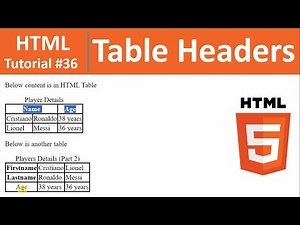 HTML Tutorial #36 - Table Headers in HTML (Horizontal and Vertical)