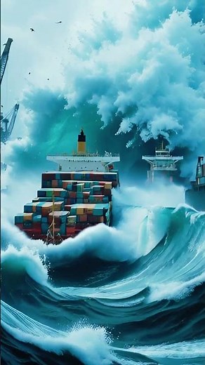 🌊 Tsunami Destroys Industrial Port | Cargo Ships Collide in Massive Waves #tsunami #naturaldisaster