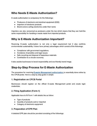 E Waste Management Authorization Process for Producers & Importers