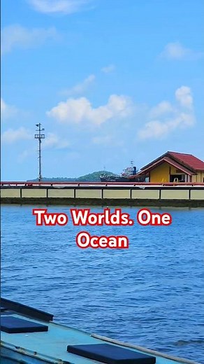 Small Boat Passing Giant Ship 😳#harbor #fishing #maritime #portforwarding