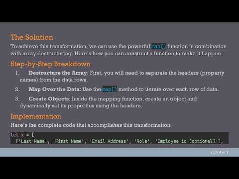Transforming an Array of Arrays into an Array of Objects in JavaScript