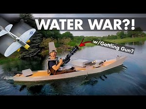 Water War?! Foamboard Boat+Gatling Gun VS Dive-bombers 🚢😲