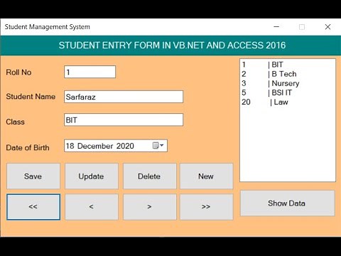 Student Management System Project in VB.NET and MS Access with Source Code