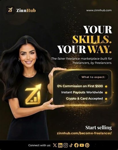 Zinn Hub Freelance Marketplace | Sell Your Skills Your Way | Zinn Hub Animated Flyer