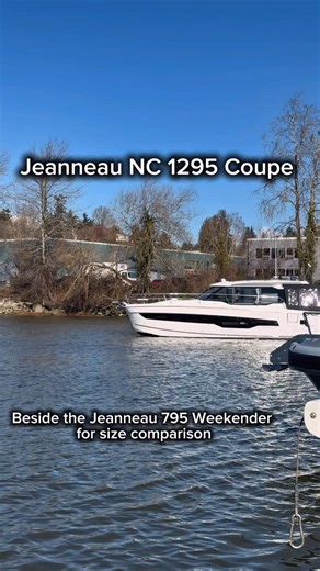 The 2026 Jeanneau 1295 NC Coupe is a huge family boat! With 3 staterooms and 2 full bathrooms (enclosed shower, dry head, sink) this boat is your extended getaway on the water. The Jeanneau 795 Weekender at 26ft in front shows you how large the Jeanneau 1295 Coupe is - not to mention it’s several feet closer to the camera, side by side would be even more significant! 🛥️ ⚓️🔥✨🤩 #Jeanneau #JeanneauYachts | Milltown Yacht Sales