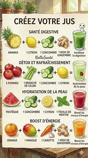 4 Recettes de Jus Naturel Santé : Digestion, Détox, Peau et Énergie.