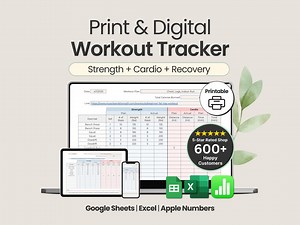 Gym Log Printable Workout Tracker Google Sheets Exercise Planner Spreadsheet Excel Digital Download Training Log Apple Numbers - Etsy