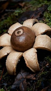 ⭐🍄 The forest opens a star. This is an Earthstar (Geastrum sp.), a fungus that splits itself open to lift its spore sac and ride the wind. Alien in form, precise in purpose, and completely real. Did you know fungi could do this? 👇 Tell me what this reminds you of & share if it amazed you. Watch closely. Nature designs better✨ . . #FungiTimelapse #Mycology #MushroomReels #Bolete #AI #aitimelapse #aicreator | Marian spencer