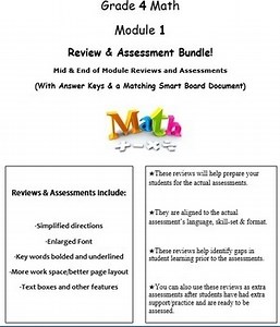 Grade 4, Math Module 1 REVIEW & ASSESSMENT (PDFs, Microsoft Word, & Smart Board)