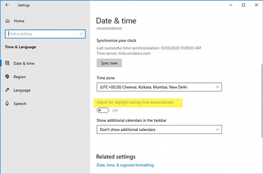 Adjust for daylight saving time automatically is grayed out in Windows 11