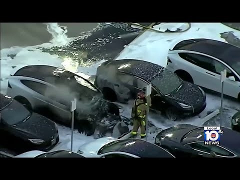 Tesla erupts in flames at Fort Lauderdale dealership