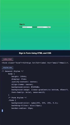 ✨ Sign In Form with HTML & CSS #shorts