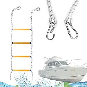 Portable Boat Rope Ladder for Inflatable Boat, Kayak, Motorboat, Canoeing (4 Step)