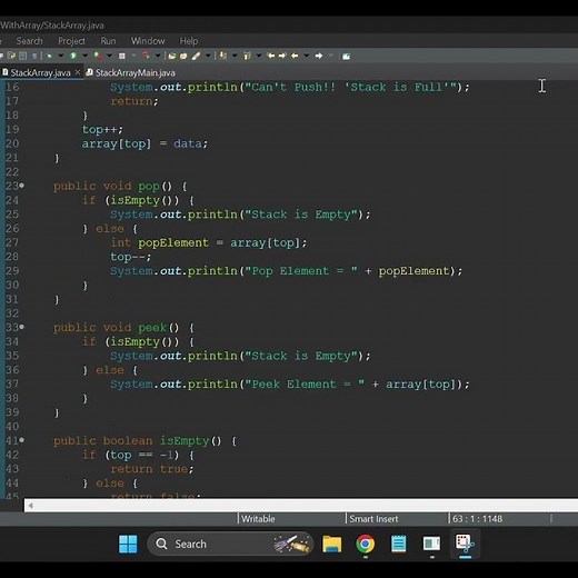 StackArray.java || Stack Implementation Using Array in Java 🚀