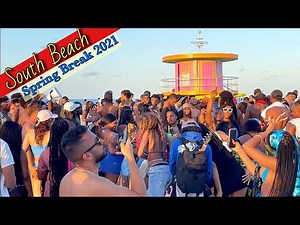Walking Ocean Drive Miami Beach Fl SPRING BREAK 2021. 4K Video.