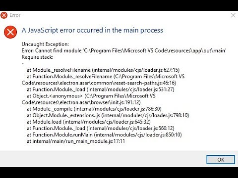 se produjo un error de JavaScript en el proceso principal [SOLUCIÓN]