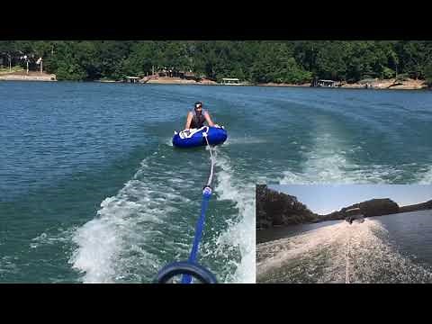 Tubing behind Pontoon - O'Brien Le Tube Deluxe