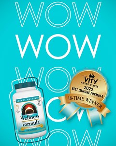 Wellness Formula® has just won its 18th Vity Award for Best Immune Support! With over 30 vitamins, minerals, and herbs packed into one serving, it’s no wonder Wellness Formula® has continued its winning streak. It includes high potencies of immune all-stars like vitamins C, D, A and zinc, in addition to herbs like elderberry and mullein for respiratory support. Plus, it features adaptogens to bolster a healthy stress response and support for antioxidant defense. In short, it’s everything the rei