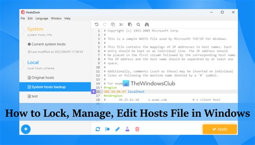 How to Lock, Manage, Edit Hosts File in Windows 11/10