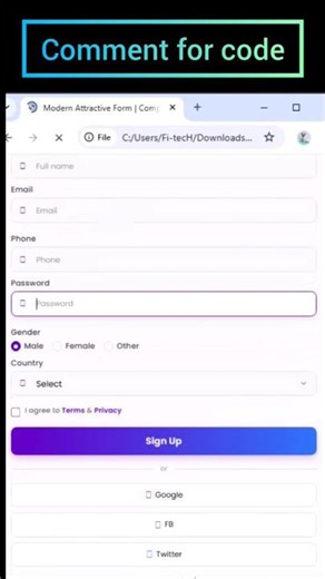 HTML Forms in 60 Seconds 🔥 | Create Login Form Using HTML | Web Development Short